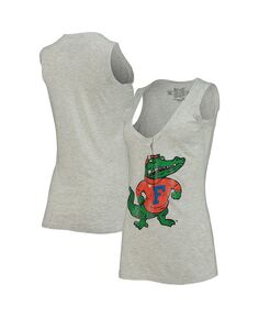 Женская свободная майка Henley Tri-Blend с V-образным вырезом Florida Gators серого цвета с принтом меланжевого цвета Original Retro Brand