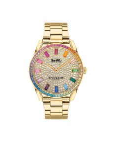 Женские часы Preston Rainbow с золотистым браслетом 36 мм COACH, золотой