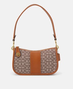 Сумка хобо Coach Mini Signature Jacquard Swinger, бежевый