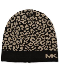 Женская шапка-бини металлик с леопардовым принтом Michael Kors