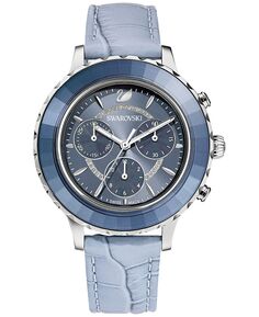 Женские швейцарские часы с хронографом Octea Lux, синий ремешок из кожи крокодила, 38 мм Swarovski