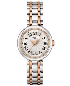 Женские швейцарские двухцветные часы Bellissima с браслетом из нержавеющей стали, 26 мм Tissot, белый