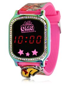 Детские часы Omg с сенсорным экраном, розовым силиконовым ремешком, светодиодной подсветкой и подвеской, 36 x 33 мм Accutime, розовый