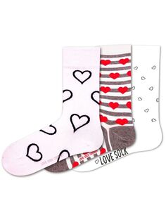 Комплект из 3 женских носков с сердечками из органического хлопка, новинка, с бесшовным носком Love Sock Company
