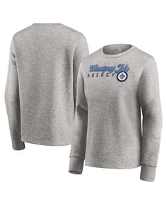 Женский серый пуловер с фирменным рисунком Winnipeg Jets Fan Favorite Script Fanatics