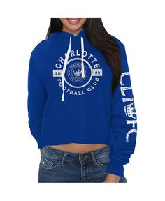 Женский укороченный пуловер с капюшоном синего цвета Charlotte FC Original Retro Brand, синий