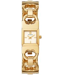 Женские часы с двойным Т-образным звеном, золотистый браслет из нержавеющей стали, 22 мм Tory Burch