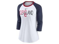 Женская рубашка реглан трехцветного цвета с разделением цветов Cleveland Indians Nike
