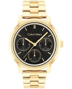 Женские золотистые часы-браслет из нержавеющей стали 38 мм Calvin Klein, золотой