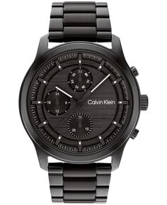 Мужские черные часы-браслет из нержавеющей стали 44 мм Calvin Klein, черный