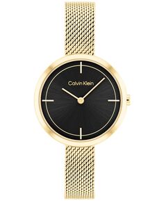 Женские золотистые часы-браслет из нержавеющей стали с сеткой, 30 мм Calvin Klein, золотой