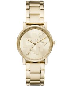 Женские часы Soho с тремя стрелками, золотистый браслет из нержавеющей стали, 34 мм DKNY, золотой