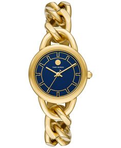Женские золотистые часы-браслет из нержавеющей стали с звеньями, 32 мм Tory Burch, золотой