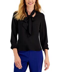 Женская блузка с длинным рукавом и бантом, обычные и миниатюрные размеры Kasper, черный