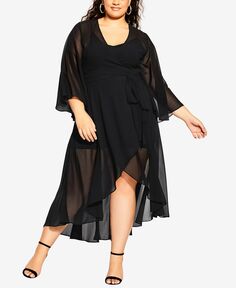 Модное платье макси Fleetwood больших размеров City Chic, черный