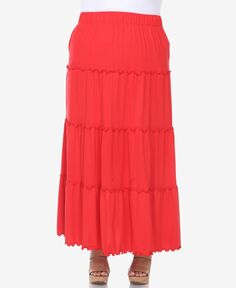 Многоярусная длинная юбка больших размеров White Mark, красный