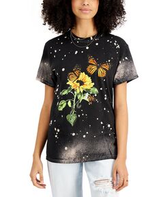 Хлопковая футболка с принтом бабочки для юниоров Love Tribe, черный