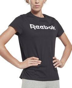 Женская хлопковая футболка с рисунком Training Essentials Reebok, черный