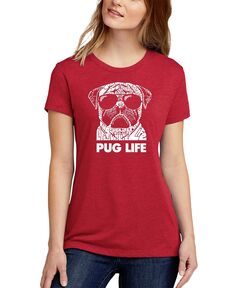 Женская футболка с надписью Word Art Pug Life LA Pop Art, красный