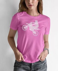 Женская футболка для мотокросса с надписью Word Art Freestyle LA Pop Art, розовый