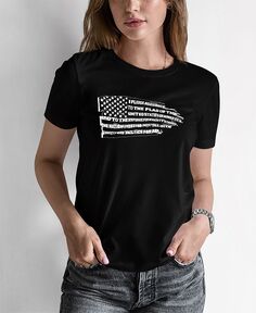 Женская футболка с надписью «Клятва верности» и флагом LA Pop Art, черный