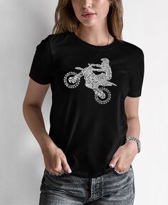 Женская футболка для мотокросса с надписью Word Art Freestyle LA Pop Art, черный