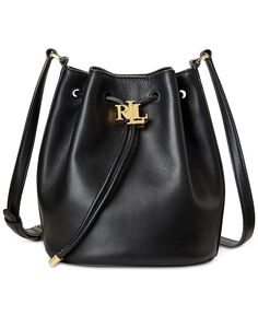 Женская сумка Andie из гладкой кожи среднего размера на шнурке Lauren Ralph Lauren, черный