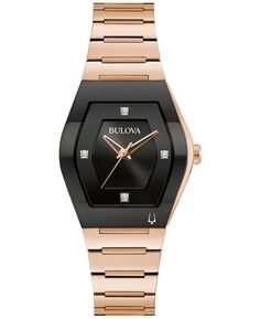 Женские современные часы Gemini Diamond Accent из нержавеющей стали с браслетом цвета розового золота, 30 мм Bulova, золотой