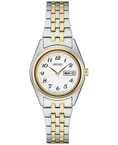 Женские аналоговые часы Essentials с двухцветным браслетом из нержавеющей стали, 25 мм Seiko, белый