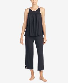 Женский пижамный комплект капри без рукавов из модала kate spade new york, черный
