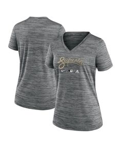 Женская футболка антрацитового цвета с v-образным вырезом Arizona Diamondbacks MLB City Connect Velocity Space-Dye Performance Nike