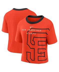 Женская оранжево-черная футболка свободного кроя с высокими бедрами San Francisco Giants Team First Nike