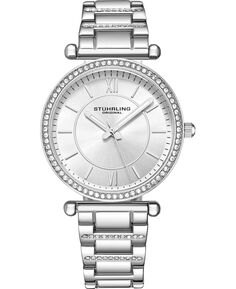 Женские кварцевые часы-браслет с шипами и серебристыми звеньями, 36 мм Stuhrling, белый