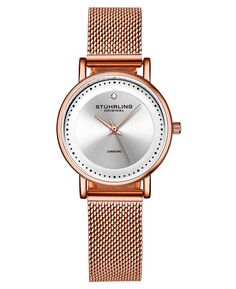 Женские кварцевые часы с сетчатым браслетом цвета розового золота, 29 мм Stuhrling, белый