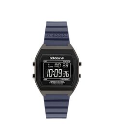 Унисекс цифровые часы с двумя синими полимерными ремешками, 36 мм adidas, синий
