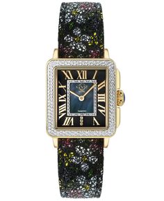 Женские часы Padova с цветочным принтом, швейцарские кварцевые, черные с цветами, итальянские часы с кожаным ремешком, 30 мм Gevril, черный