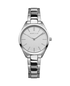 Женские ультратонкие серебристые часы-браслет из нержавеющей стали, 31 мм Bering