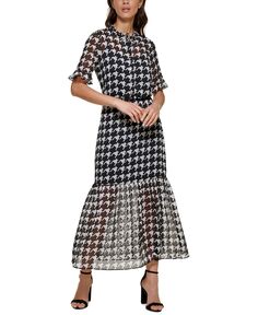 Женское шифоновое платье с принтом «гусиные лапки» kensie