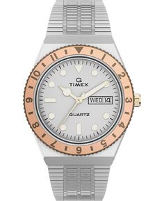 Женские часы Q серебристого цвета с браслетом из нержавеющей стали, 36 мм Timex