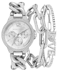 Женские часы-браслет из металлического сплава серебристого цвета, подарочный набор из 2 предметов, 35 мм Kendall + Kylie, серебро