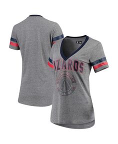 Женская серо-красная футболка с v-образным вырезом и логотипом Washington Wizards Walk Off Crystal Applique G-III 4Her by Carl Banks