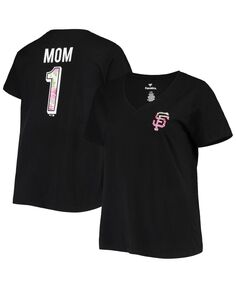 Черная женская футболка San Francisco Giants большого размера #1 Mom 2-Hit с v-образным вырезом Profile, черный