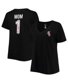 Женская черная футболка Chicago White Sox размера #1 Mom 2-Hit с v-образным вырезом Profile, черный