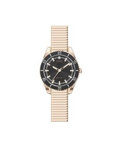 Женские аналоговые часы с черным циферблатом из настоящего бриллианта и расширенным металлическим браслетом цвета розового золота, 34 мм Jones New York, золотой