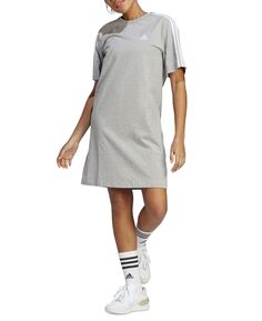 Женское трикотажное платье-футболка-бойфренд Active Essentials с 3 полосками adidas