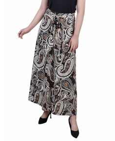 Миниатюрная длинная юбка с принтом и завязкой на талии NY Collection