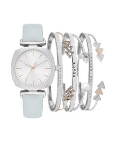 Женские аналоговые часы с мятным ремешком, 34 мм, комплект с серебристыми браслетами Jessica Carlyle
