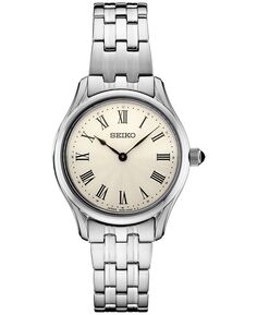Женские часы Essentials из нержавеющей стали с браслетом 29 мм Seiko, серебро