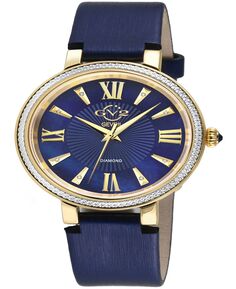 Женские часы Генуя, швейцарские кварцевые, итальянские, синие, с кожаным ремешком, 36 мм Gevril, золотой