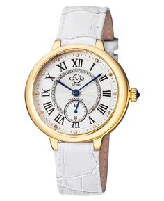 Женские часы Rome, швейцарские кварцевые белые часы с ремешком из натуральной кожи, 36 мм Gevril, золотой